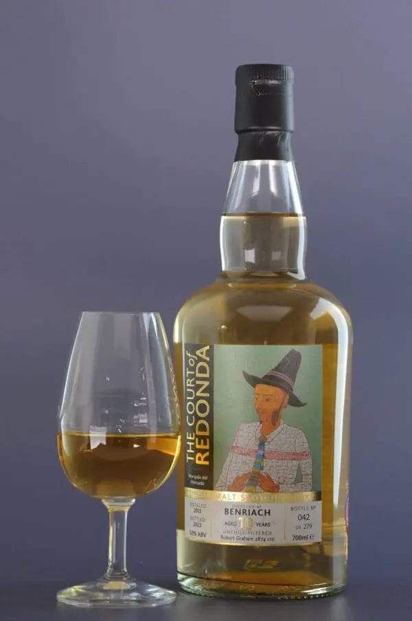 The Court of Redonda BenRiach 10 year old Speyside Single Malt Whisky Product Shot with Glass