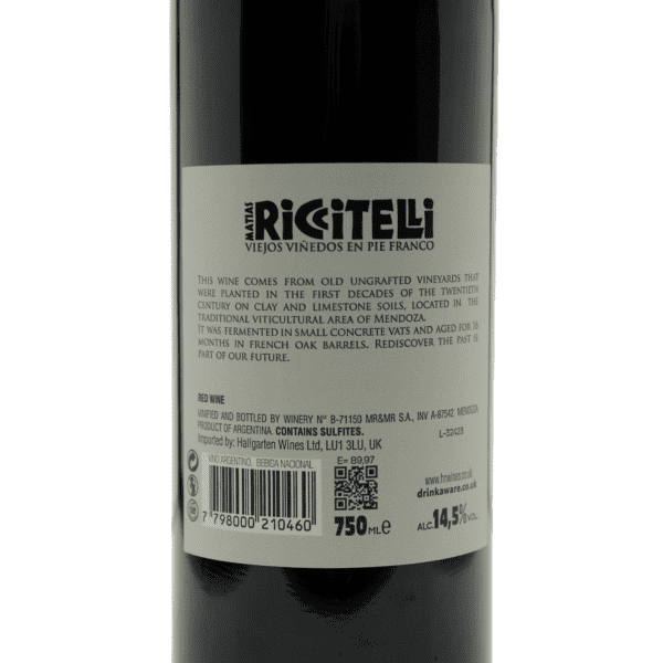Riccitelli Malbec 2021 Back Label
